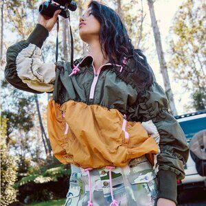 NWT Free People FP Movement Size Large Happy Camper Colorblock Pullover Jacket